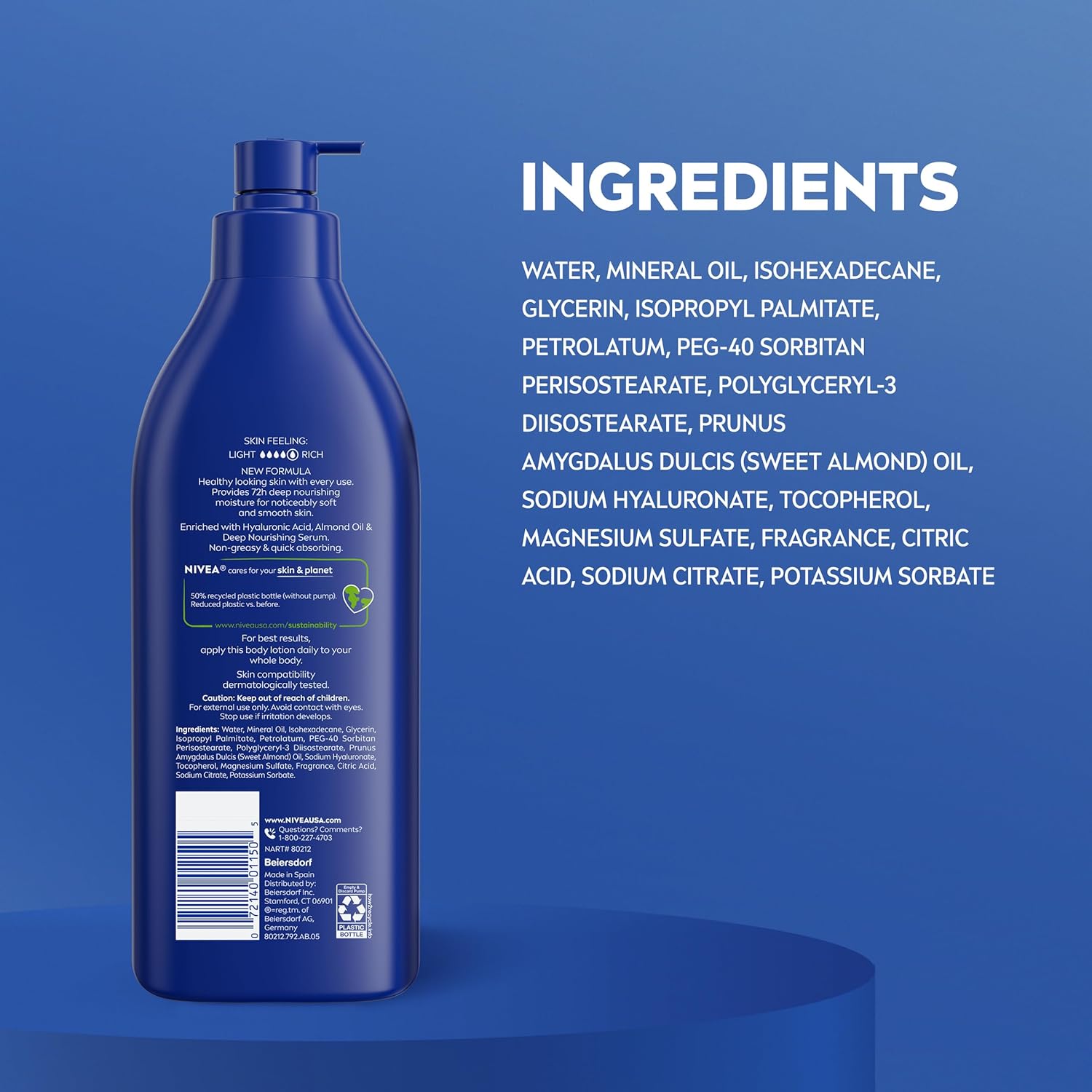 nivea essentially enriched body lotion for dry skin with hyaluronic acid, 16.9 fl oz, pack of 2