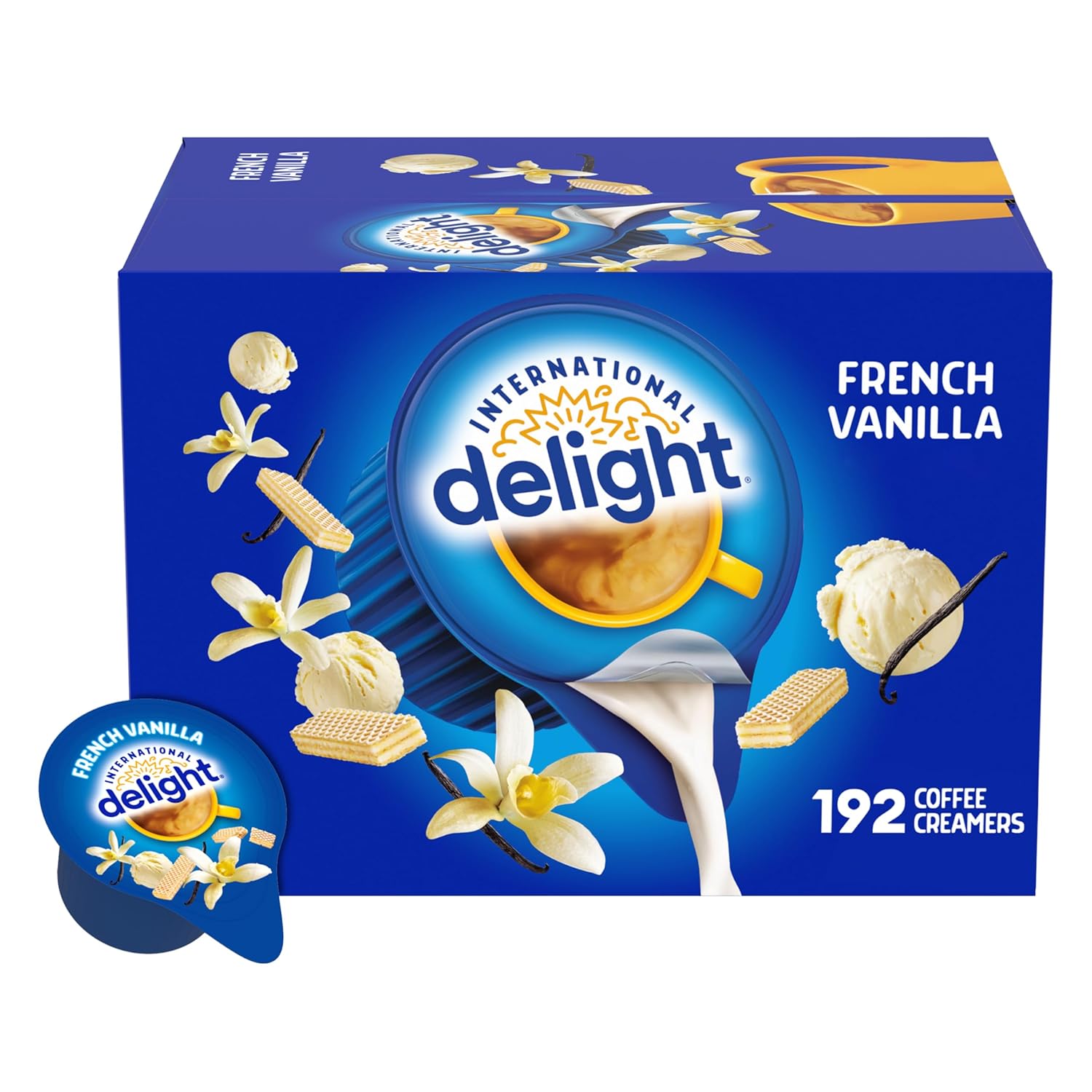 International Delight French Vanilla Single-Serve Coffee Creamer 192 Count Pack of 1 Shelf Stable Non-Dairy
