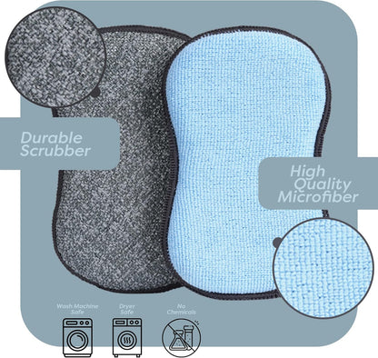 Multi-PLrpose Sponges Kitchen by Scrub-it - Non-Scratch Microfiber sponges for Cleaning, Along with Heavy Duty Scrubbing Power - Reusable Dish Sponge for Dishes, Pots and Pans (6 Pack, Small)