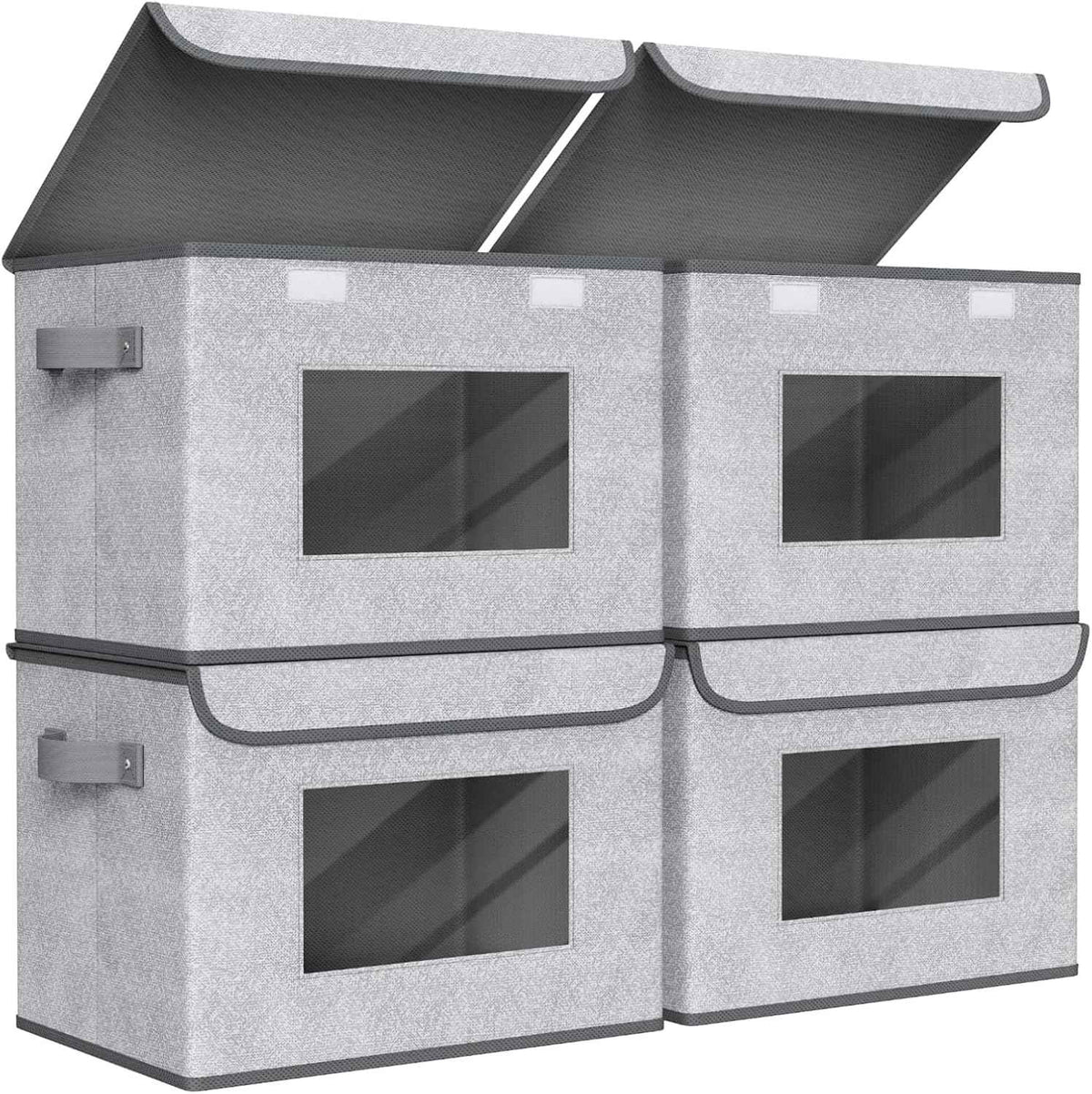 univivi 4-pack large collapsible storage bins with gray lids for home office and bedroom organization