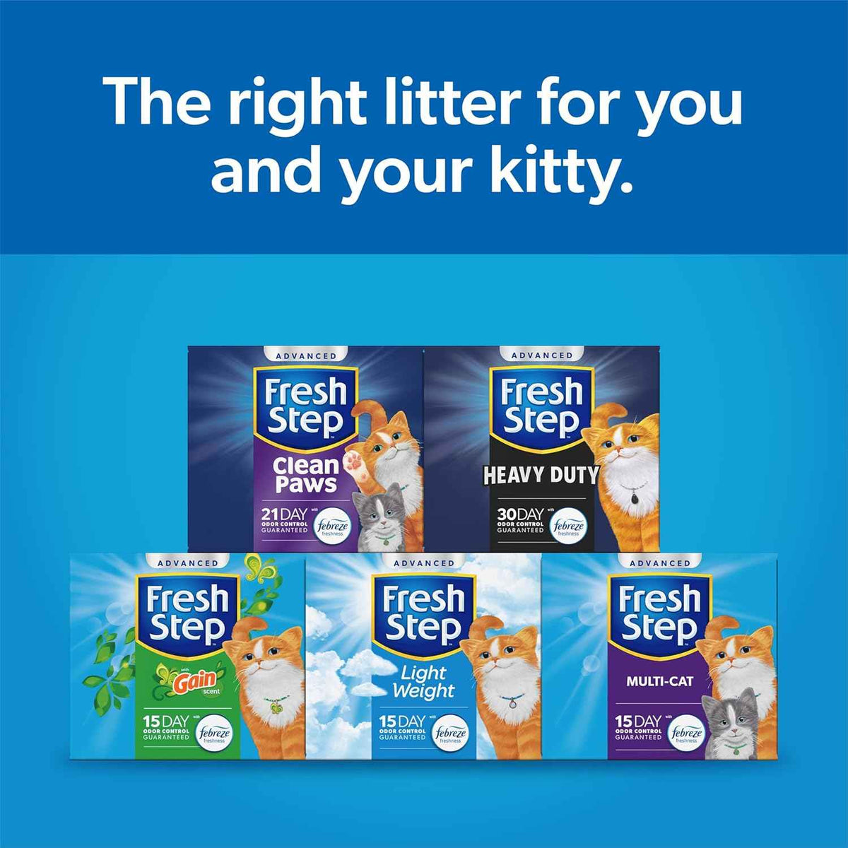 Fresh Step Advanced Clumping Litter with Febreze Freshness with Gain Scent, Fights Odor on Contact, 37 lbs. (2 x 18.5 lb. Box) (Package May Vary)