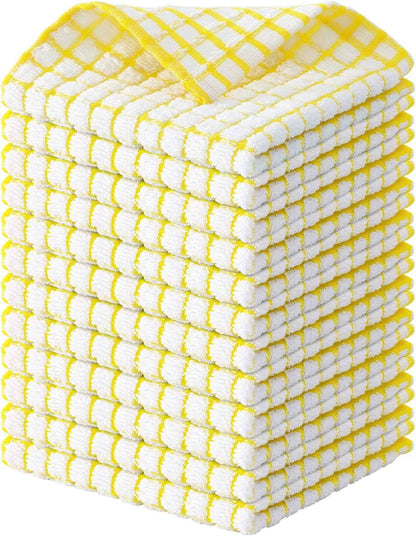 Kitinjoy Cotton 8 Pack Terry Kitchen Dish Cloths, 12 x 12 Inches Super Soft and Absorbent Dish Rags, Quick Drying Dish Towels for Washing Dishes, Mixed Color