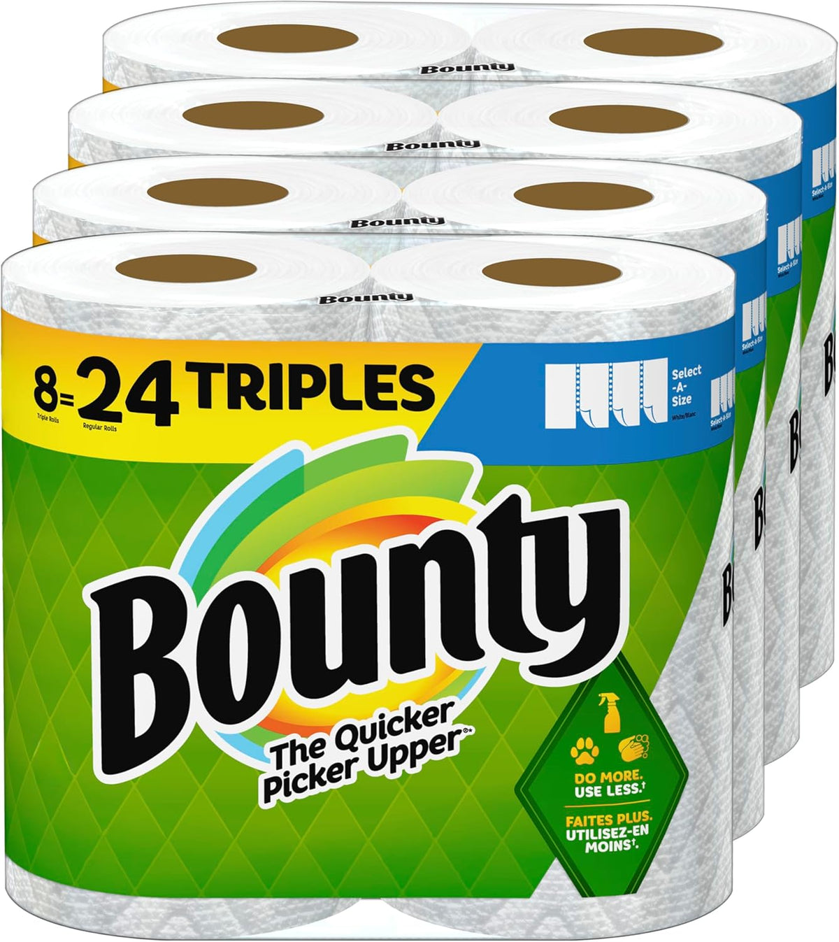 Bounty Select-A-Size Paper Towels, White, 8 Triple Rolls = 24 Regular Rolls - Rayz Mart
