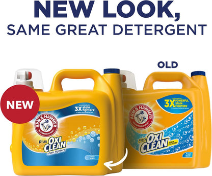 ARM & HAMMER Plus OxiClean Stain Fighters Liquid Laundry Detergent, Fresh Scent, 166.5 fl oz, 128 Loads