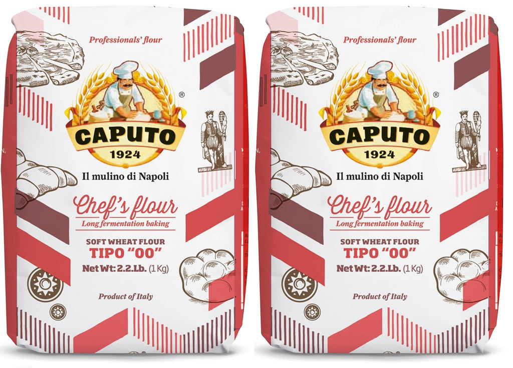 caputo chefs flour 2.2 lb pack of 2 italian double zero 00 soft wheat for pizza dough bread and pasta