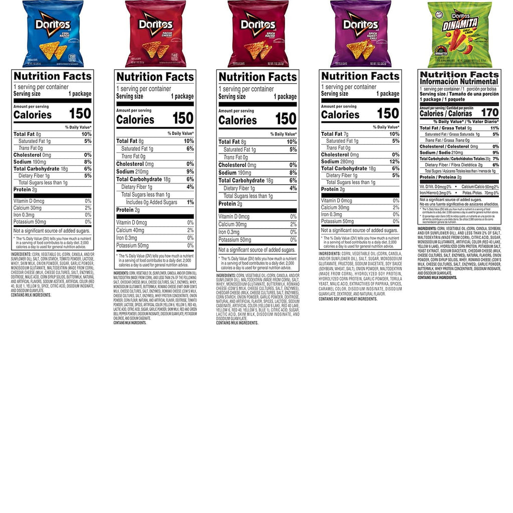 Doritos Flavored Tortilla Chips Variety Pack, 40 bags, assorted flavors, party snack