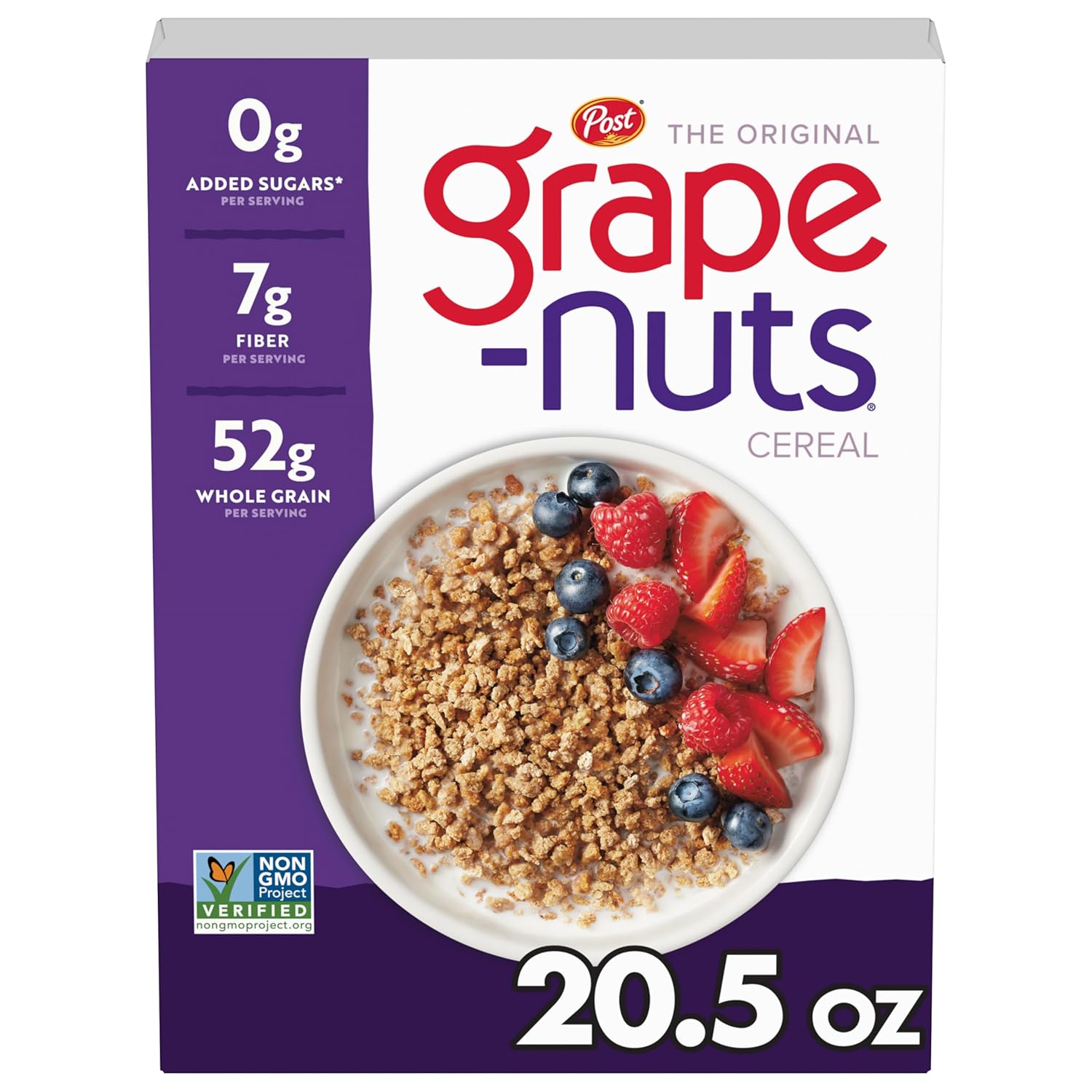 post grape-nuts original cereal, 20.5 oz non-gmo whole grain wheat and barley breakfast cereal