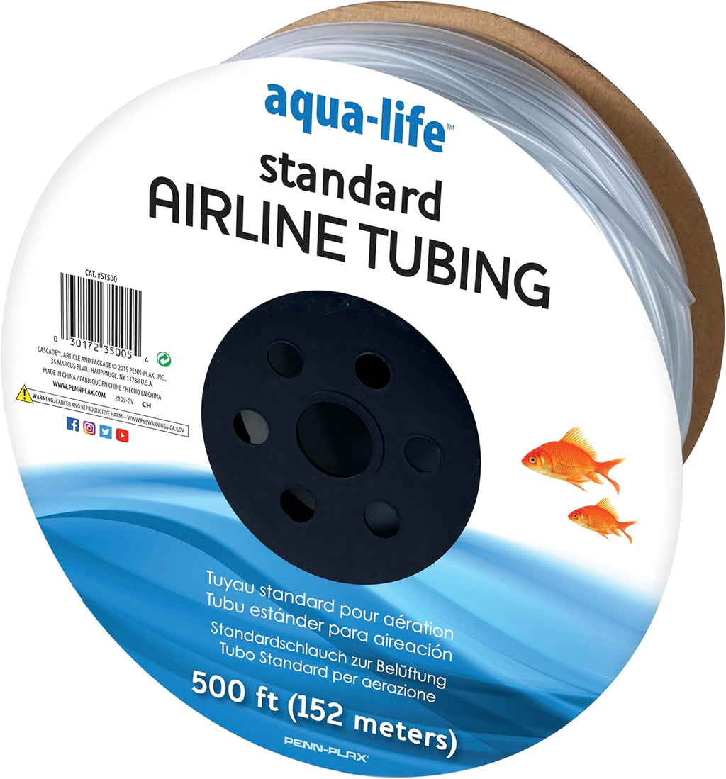 Penn-Plax clear and flexible 3/16" airline tubing for aquariums, 25 feet, safe for freshwater and saltwater fish tanks