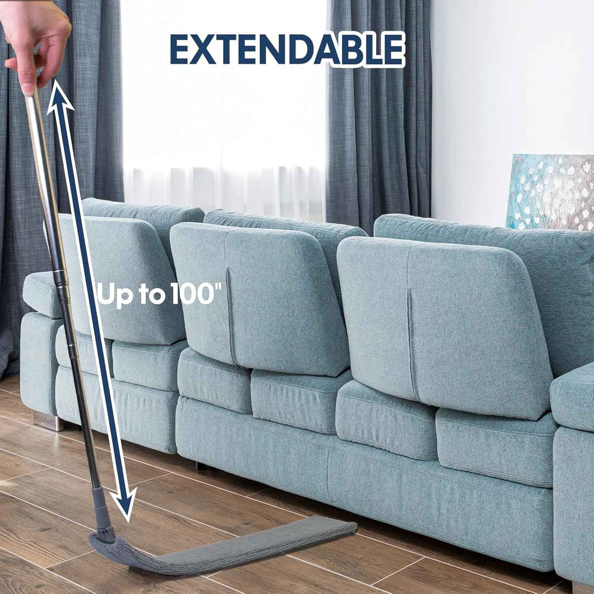 Retractable Gap Dust Cleaner with Extension Pole, Cleaning Tools with 3 Microfiber Dusting Cloths, Extendable Long Handle Duster for Cleaning Under Refrigerator Furniture Appliance