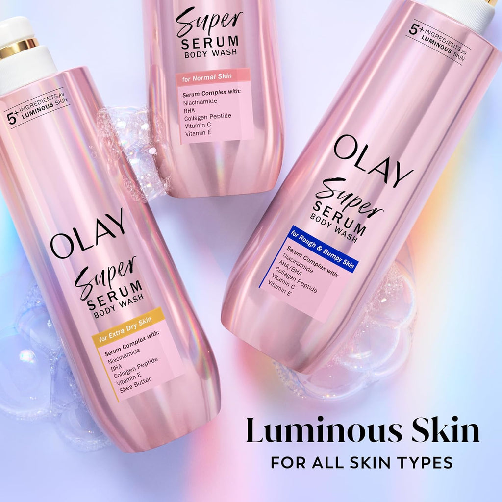 olay super serum body wash for extra dry skin 18.5 fl oz with 5+ ingredient serum complex