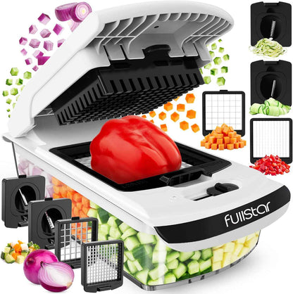 Fullstar 4-in-1 Vegetable Chopper, Spiralizer, Food Chopper with Container, Fruit Slicer, Kitchen Gadgets & Accessories, Home Essentials, White