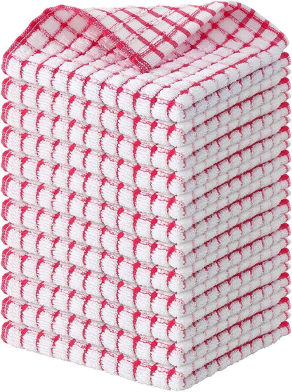 Kitinjoy Cotton 8 Pack Terry Kitchen Dish Cloths, 12 x 12 Inches Super Soft and Absorbent Dish Rags, Quick Drying Dish Towels for Washing Dishes, Mixed Color