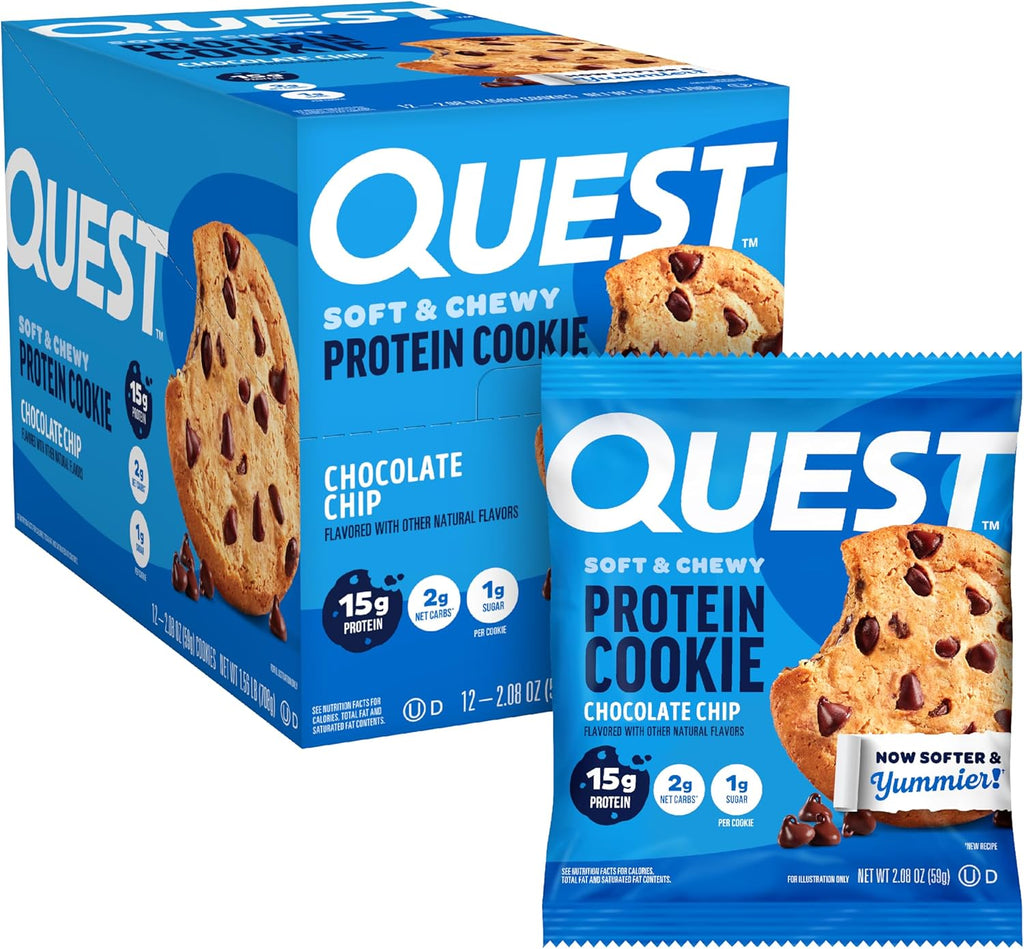 quest nutrition chocolate chip protein cookie 12 count 15g protein keto friendly