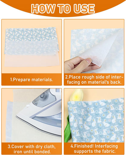 PLANTIONAL Medium Weight White Iron-On Non-Woven Fusible Interfacing: 11.6" x 30yd Medium Weight Non-Woven Interfacing Iron On Polyester Single-Sided Interfacing for DIY Crafts Supplies