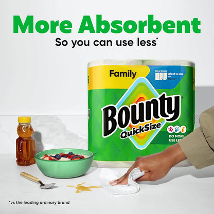 Bounty Quick Size Paper Towels, White, 8 Family Rolls = 20 Regular Rolls - Rayz Mart