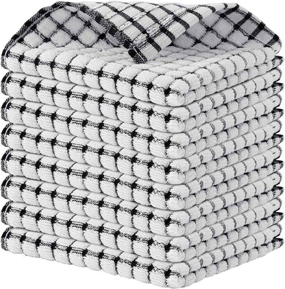 Kitinjoy Cotton 8 Pack Terry Kitchen Dish Cloths, 12 x 12 Inches Super Soft and Absorbent Dish Rags, Quick Drying Dish Towels for Washing Dishes, Mixed Color