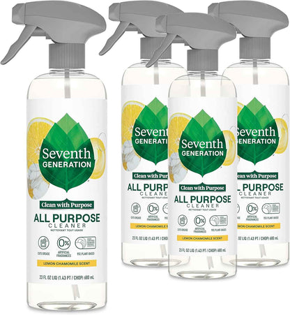 Seventh Generation All Purpose Cleaning Spray Surface Cleaner, Lemon Chamomile Scent, 23 oz, Pack of 4