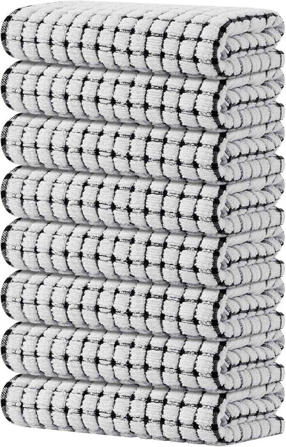 Kitinjoy Cotton 8 Pack Terry Kitchen Dish Cloths, 12 x 12 Inches Super Soft and Absorbent Dish Rags, Quick Drying Dish Towels for Washing Dishes, Mixed Color