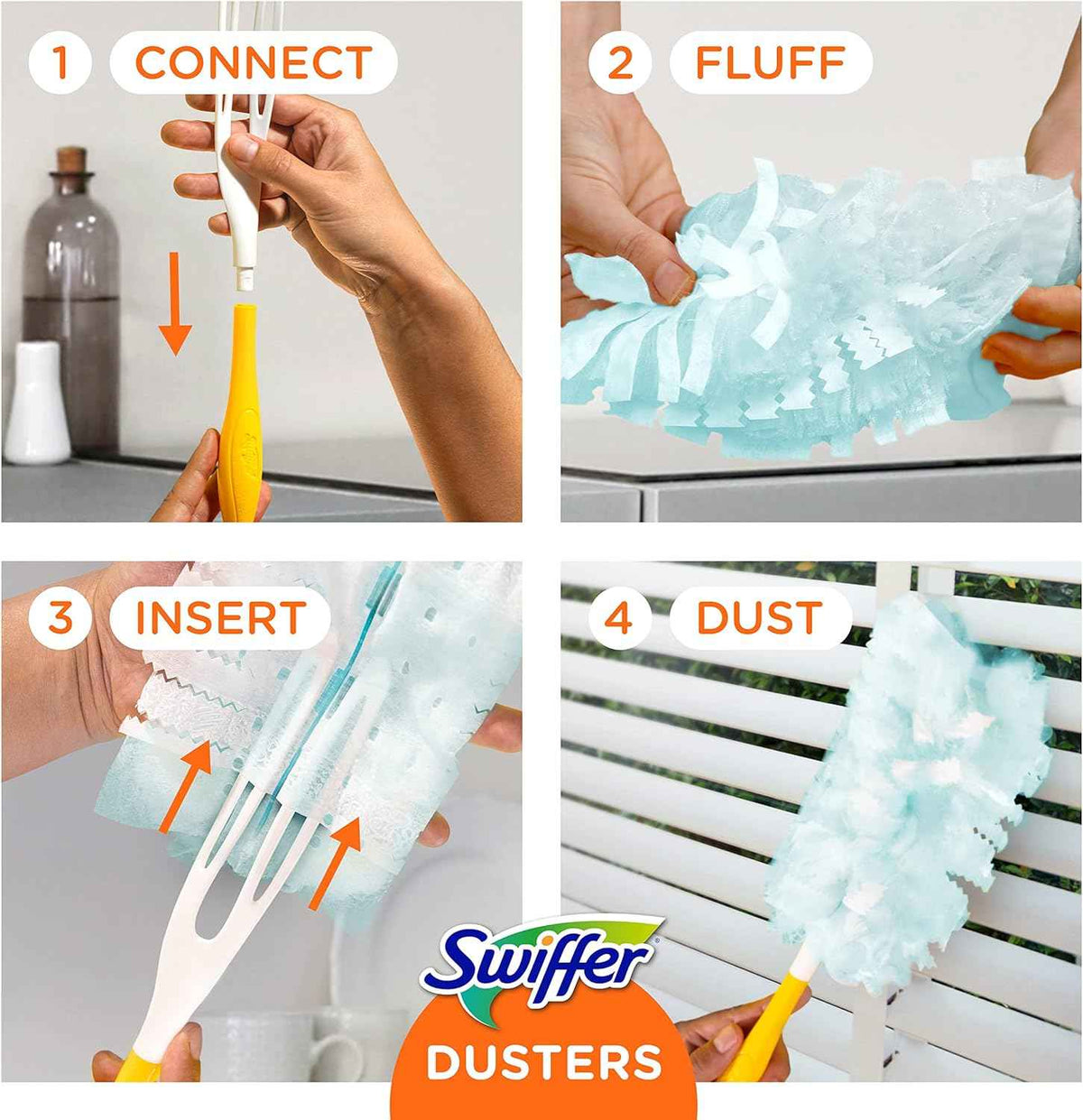 Swiffer Dusters Starter Kit, Kit Includes 1 Handle and 5 Dusters