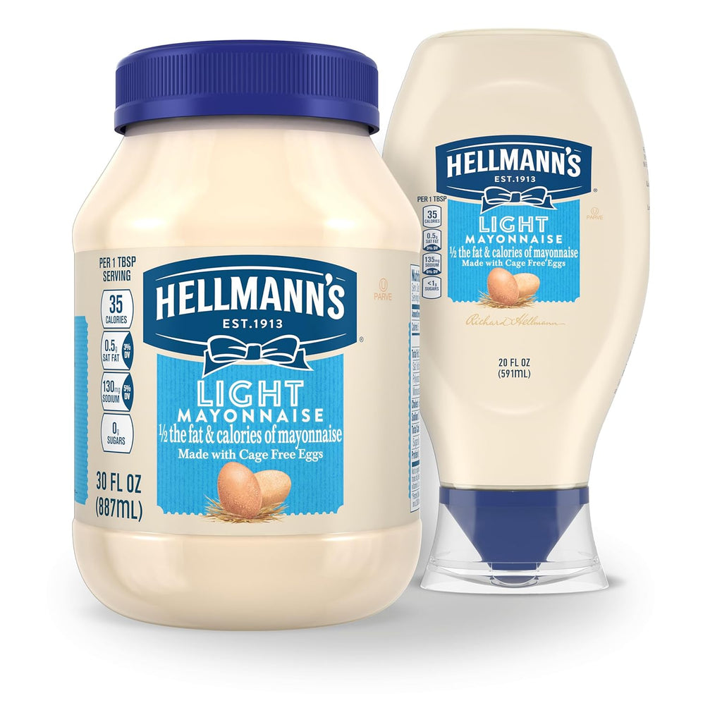 Hellmann's 100% Cage-Free Eggs Light Mayonnaise Squeeze Bottle for Sandwiches and Simple Meals 20 oz