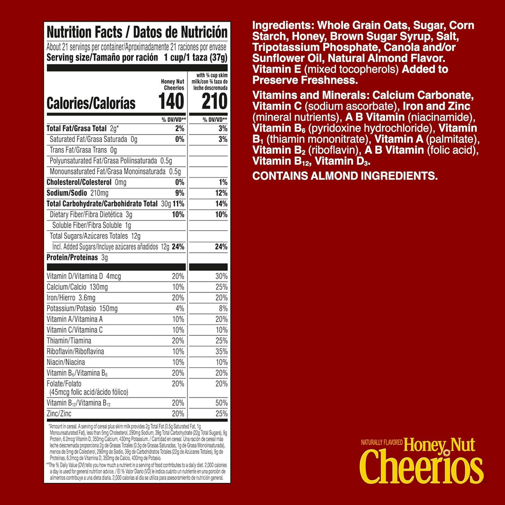 Honey Nut Cheerios heart healthy gluten free cereal, giant size, 27.2 oz, limited edition heart shapes and affirmations