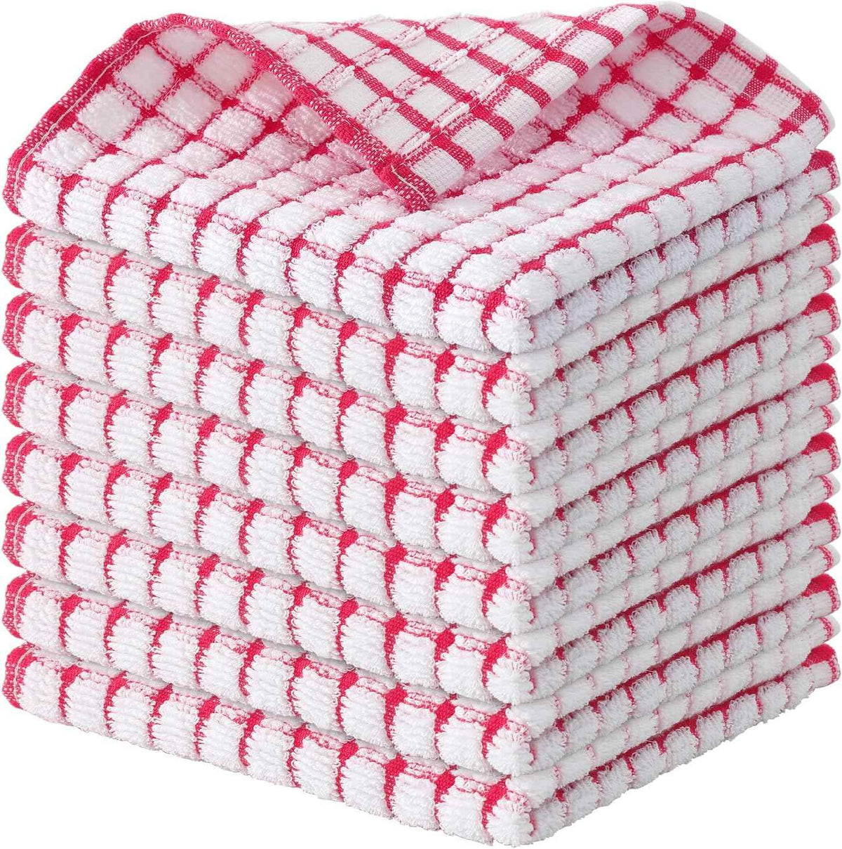 Kitinjoy Cotton 8 Pack Terry Kitchen Dish Cloths, 12 x 12 Inches Super Soft and Absorbent Dish Rags, Quick Drying Dish Towels for Washing Dishes, Mixed Color