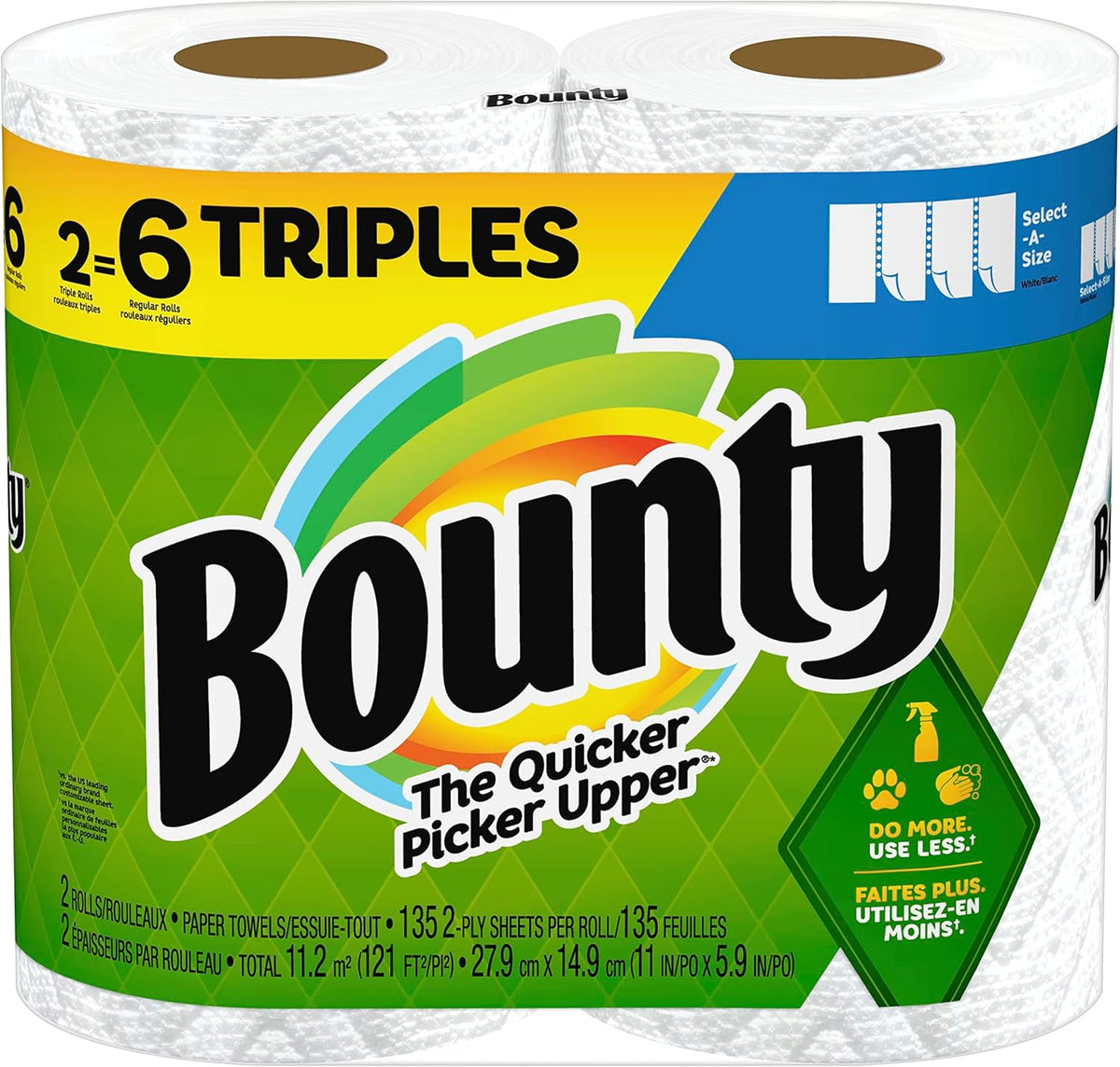 Bounty Select-A-Size Paper Towels, White, 8 Triple Rolls = 24 Regular Rolls - Rayz Mart