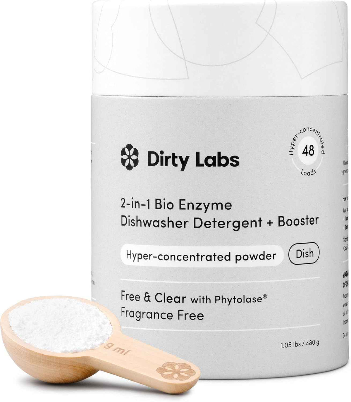 Dirty Labs scent-free dishwasher detergent and booster for ultra clean and spot free results, 48 loads capacity