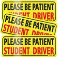 JUSTTOP 3pcs student driver car magnet in black and red, reflective, waterproof, 3-pack for bumper stickers