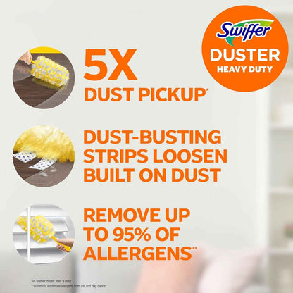 Swiffer Heavy Duty Feather & Microfiber Duster Refill, 11ct, Unscented, Heavy Duty Alternative for Dusting Furniture and Blinds