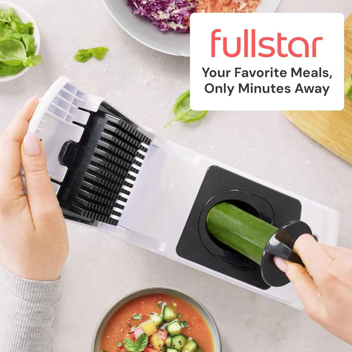 Fullstar The Original Pro Chopper - Vegetable Chopper and Spiralizer, Food Chopper with Container, Fruit Slicer, Kitchen Gadgets & Accessories, Home Essentials (4 in 1, White)