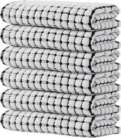 Kitinjoy Cotton 8 Pack Terry Kitchen Dish Cloths, 12 x 12 Inches Super Soft and Absorbent Dish Rags, Quick Drying Dish Towels for Washing Dishes, Mixed Color