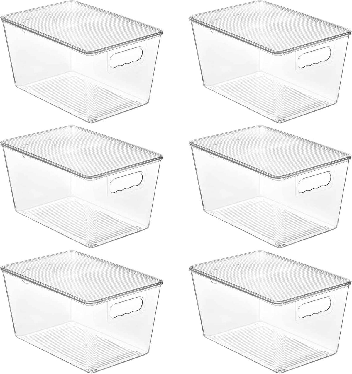 Vtopmart 6 Pack Clear Stackable Storage Bins with Lids, Medium Plastic Containers with Handle for Pantry Organizer and Storage,Perfect for Kitchen,Fridge,Cabinet, Closet,Bathroom Organization