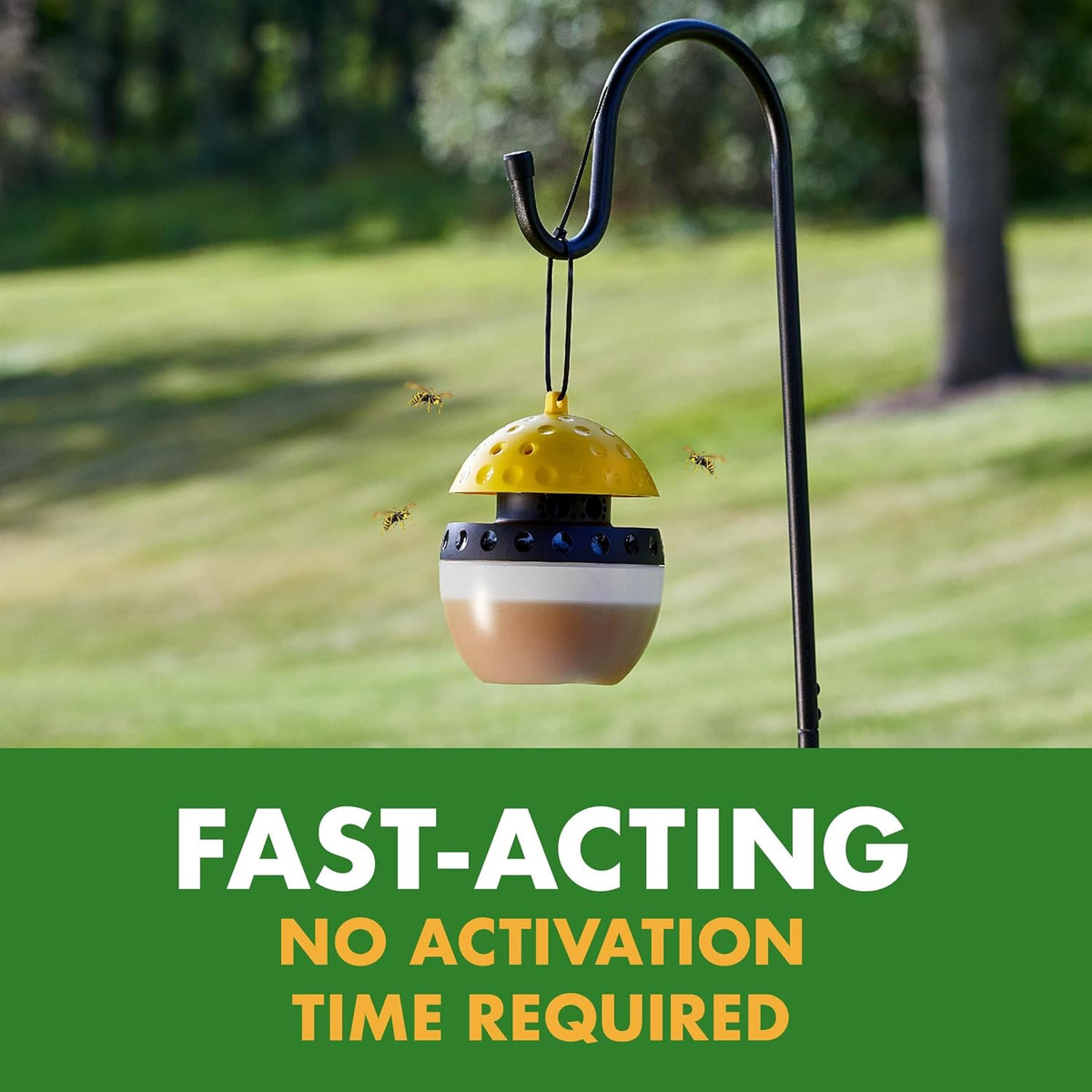 Spectracide Wasp, Hornet & Yellowjacket Trap, Hanging Wasp & Hornet Trap with a Quick-Drown Formula That Submerges & Kills Insects, 1 Count