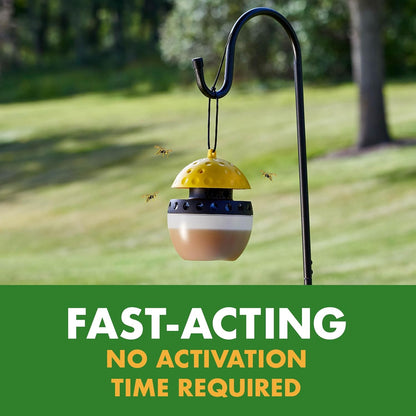 Spectracide Wasp, Hornet & Yellowjacket Trap, Hanging Wasp & Hornet Trap with a Quick-Drown Formula That Submerges & Kills Insects, 1 Count