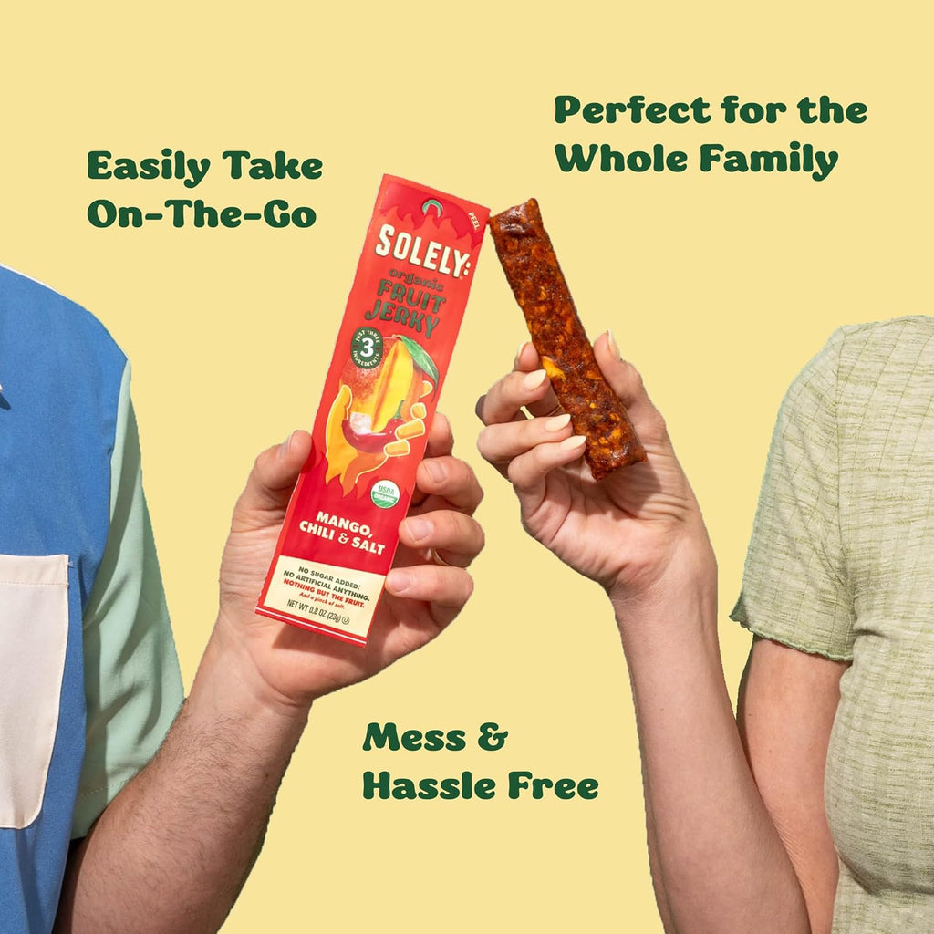 solely organic mango fruit jerky 12 individually wrapped fruit strips healthy vegan snacks