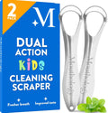 Mouthology 2-pack tongue scraper for adults, metal, stainless steel, tongue cleaner for hygiene