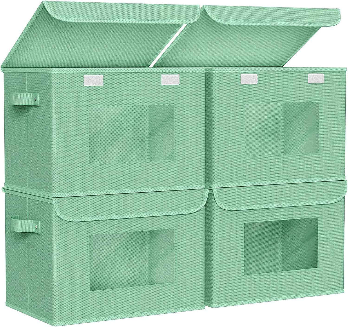 Univivi Fabric Foldable Storage Boxes [4-Pack] Large Collapsible Stackable Storage Bins with Lids, Closet Organizers and Storage Cube Basket for Home, Office, Bedroom (Gray, 17“ x 12” x 12")