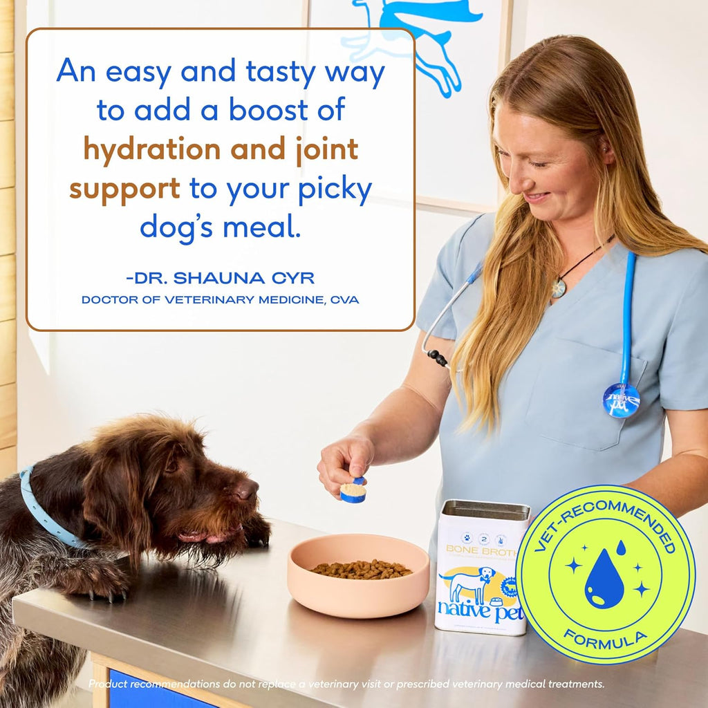 Native Pet Bone Broth for Dogs - Made with Real Grass-Fed Beef, Dog Food Toppers for Picky Eaters - Hydration & Nutrition for Joint Health, 48 Scoops