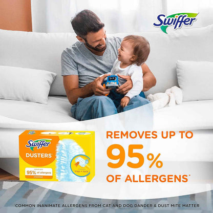 Swiffer TRAP + LOCK Dusters Starter Kit, Includes 1 Handle and 5 Dusters, Allergen-Grabbing Dusting