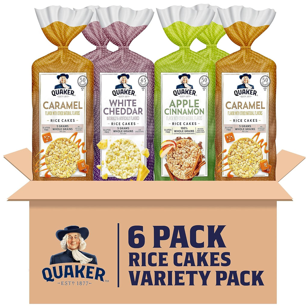 Quaker gluten free large rice cakes 3 flavor variety pack 6 count