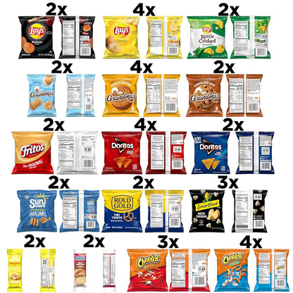 Frito-Lay 40-count snack variety pack, assorted chips, cookies, crackers, and nuts, perfect for snacking and care packages