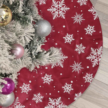Flash World 48 Inch Large Christmas Tree Skirt Xmas Soft Cover Mat Decor Snowflake Collar Farmhouse Tree Skirt for Holiday Ornaments Party Home Indoor Decorations (Red, 48INCH)