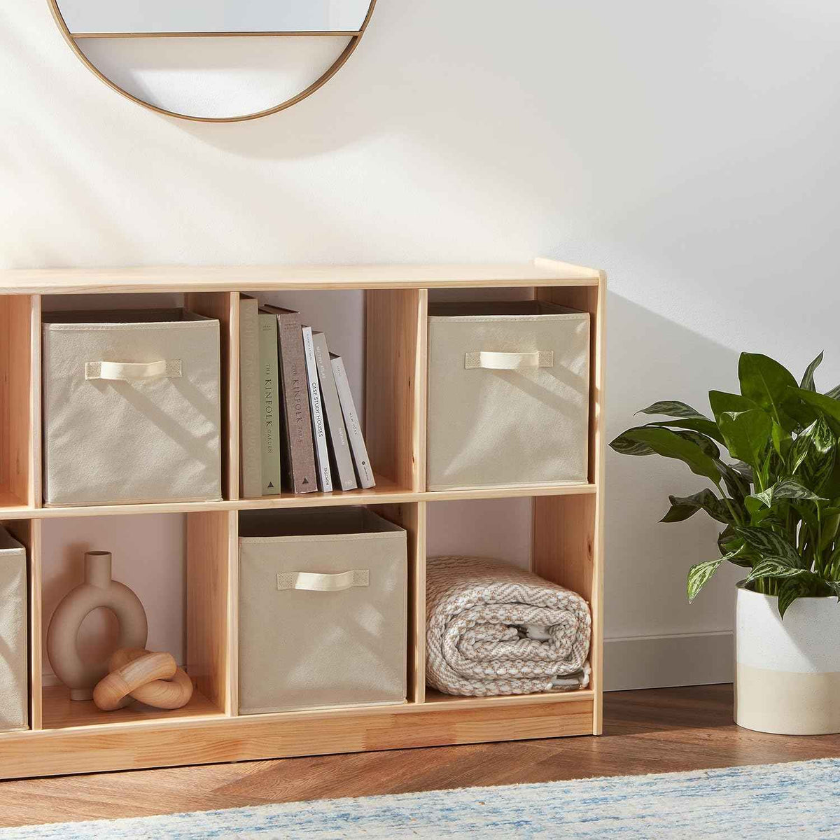 Collapsible Fabric Storage Cubes with Handles, Beige, 10.5 x 10.5 x 11-inch, Pack of 6