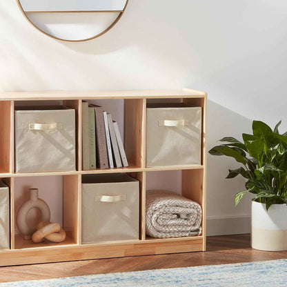 Collapsible Fabric Storage Cubes with Handles, Beige, 10.5 x 10.5 x 11-inch, Pack of 6 for Easy Organization