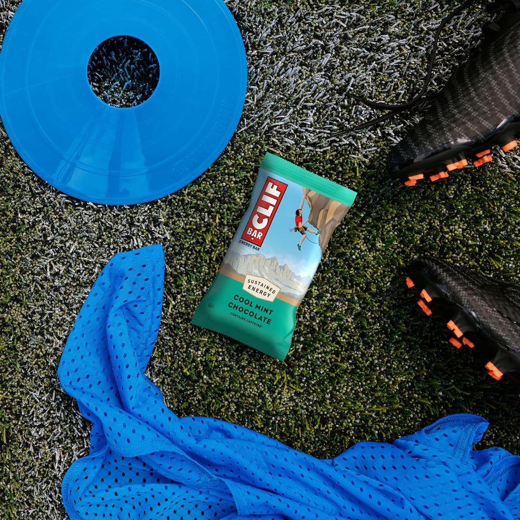 clif bar cool mint chocolate energy bars with caffeine 10-pack organic oats non-gmo