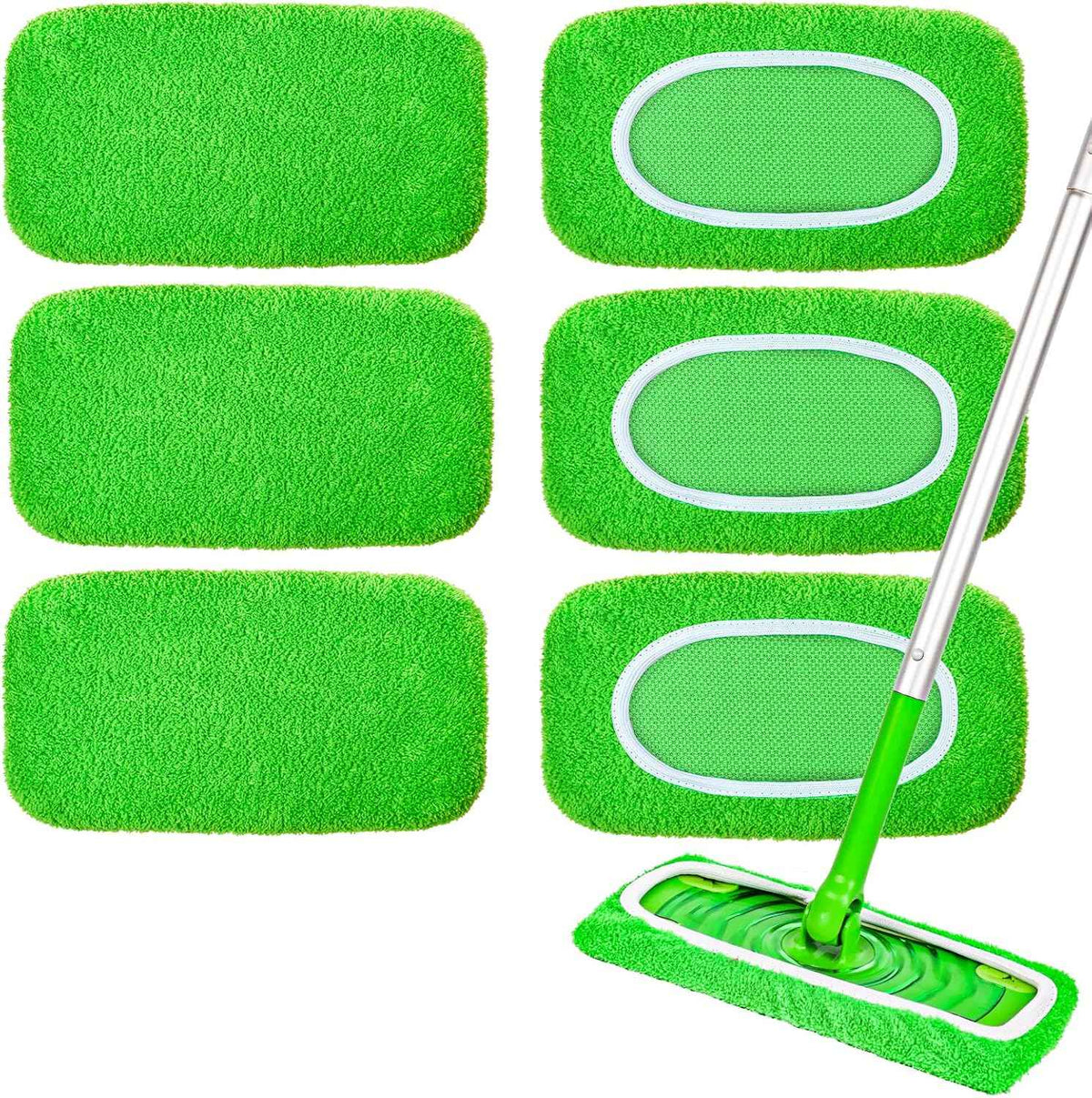 Coral Fleece Reusable Mop Pads 6-Pack for Sweeper Mop - Washable Refills
