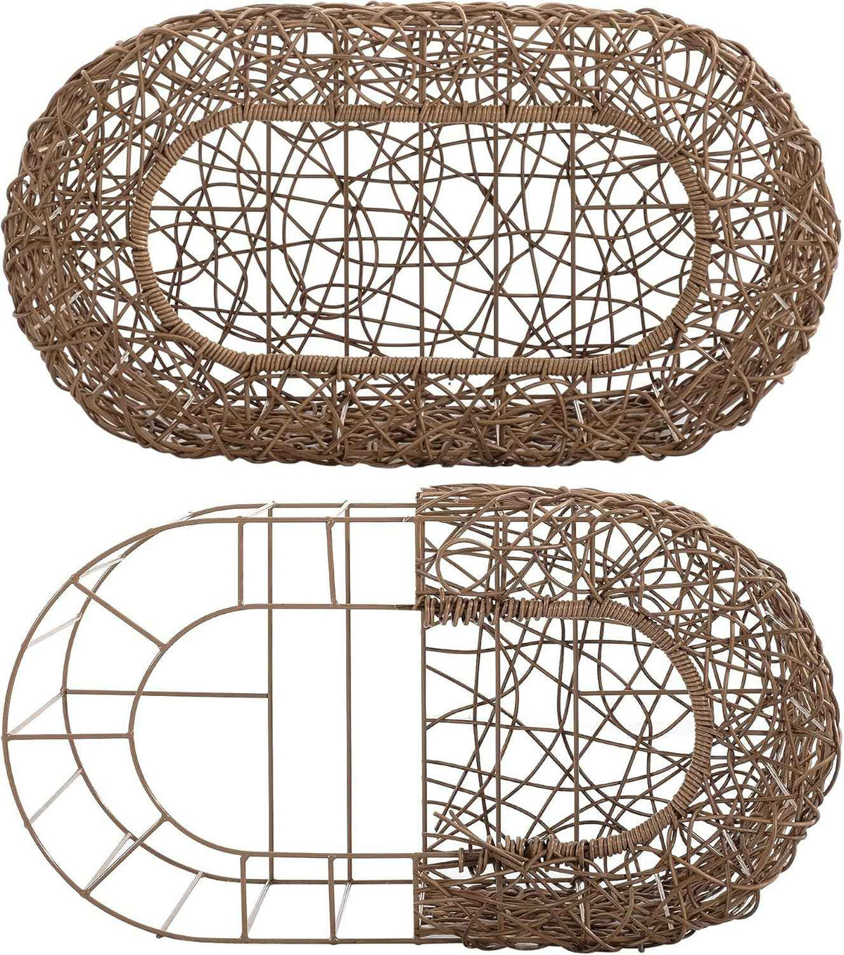Fun Stackable Cat Condo for Indoor Cats - Interactive Play Faux Rattan Cat House for Indoor Cats Kitty, Pet Friendly Top/Side House Entry, Cat Bed Enclosed