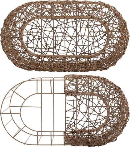 Fun Stackable Cat Condo for Indoor Cats - Interactive Play Faux Rattan Cat House for Indoor Cats Kitty, Pet Friendly Top/Side House Entry, Cat Bed Enclosed