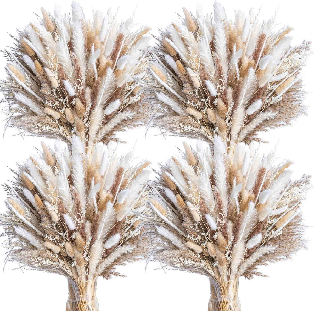 70PCS Natural Dried Pampas Grass Boho Home Decor Bouquet Phragmites Dried Flowers Bouquet for Wedding Floral Arrangements Home Decorations (70PCS)